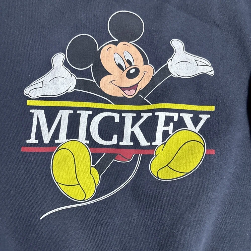 Disney Mickey Mouse Graphic Crewneck Sweatshirt – Black – Men's M – Japan Disney